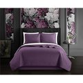 Chic Home Chic Home BQS20413-BIB-US Leya 7 Piece Quilt Set with Floral Scroll Pattern Design Bed in a Bag - Sheet Set Pillow Shams; Purple - Queen BQS20413-BIB-US